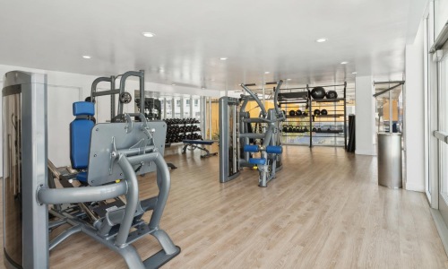 a gym with exercise equipment