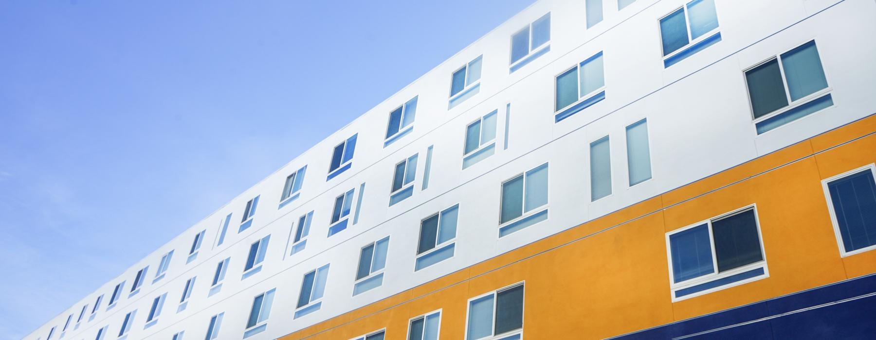 a building with many windows