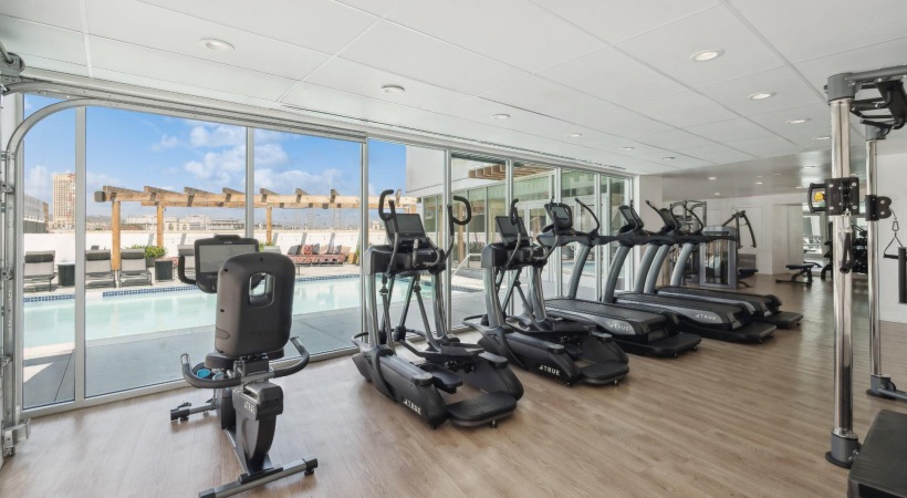 a gym with exercise equipment